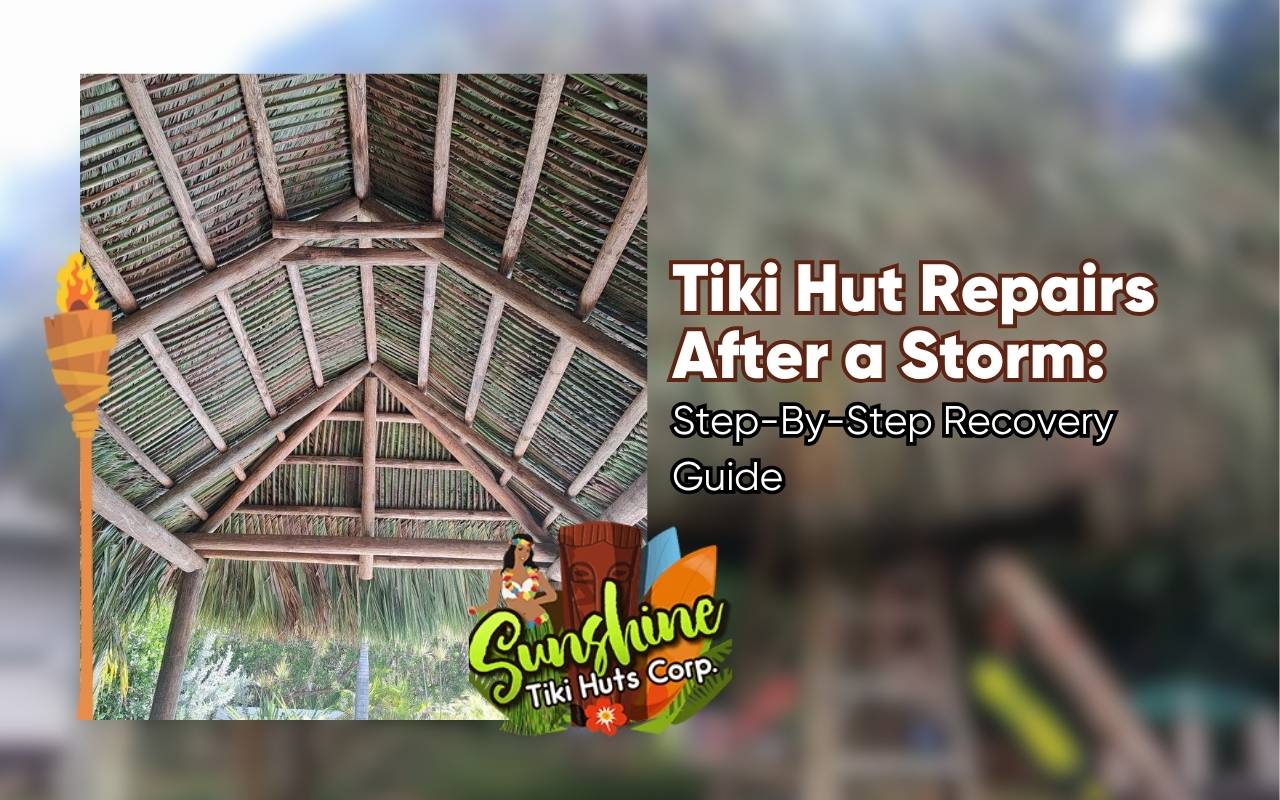 Structural inspection for tiki hut repairs after a storm in Miami