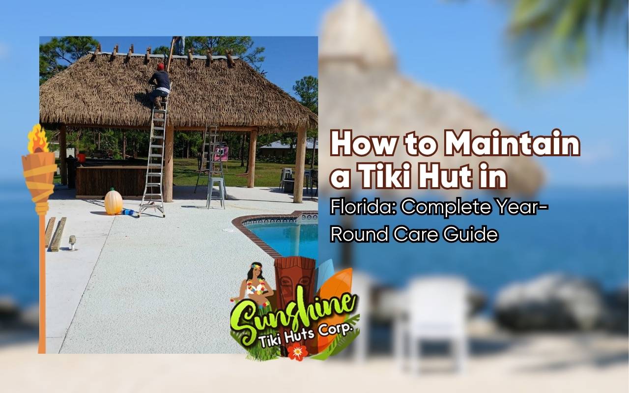 Professional rethatching process for tiki huts in Florida climate