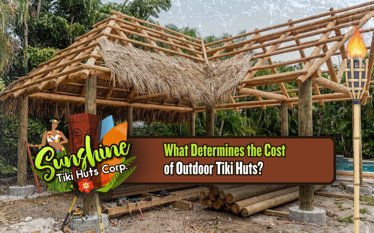 Outdoor tiki hut showing factors that can affect construction cost