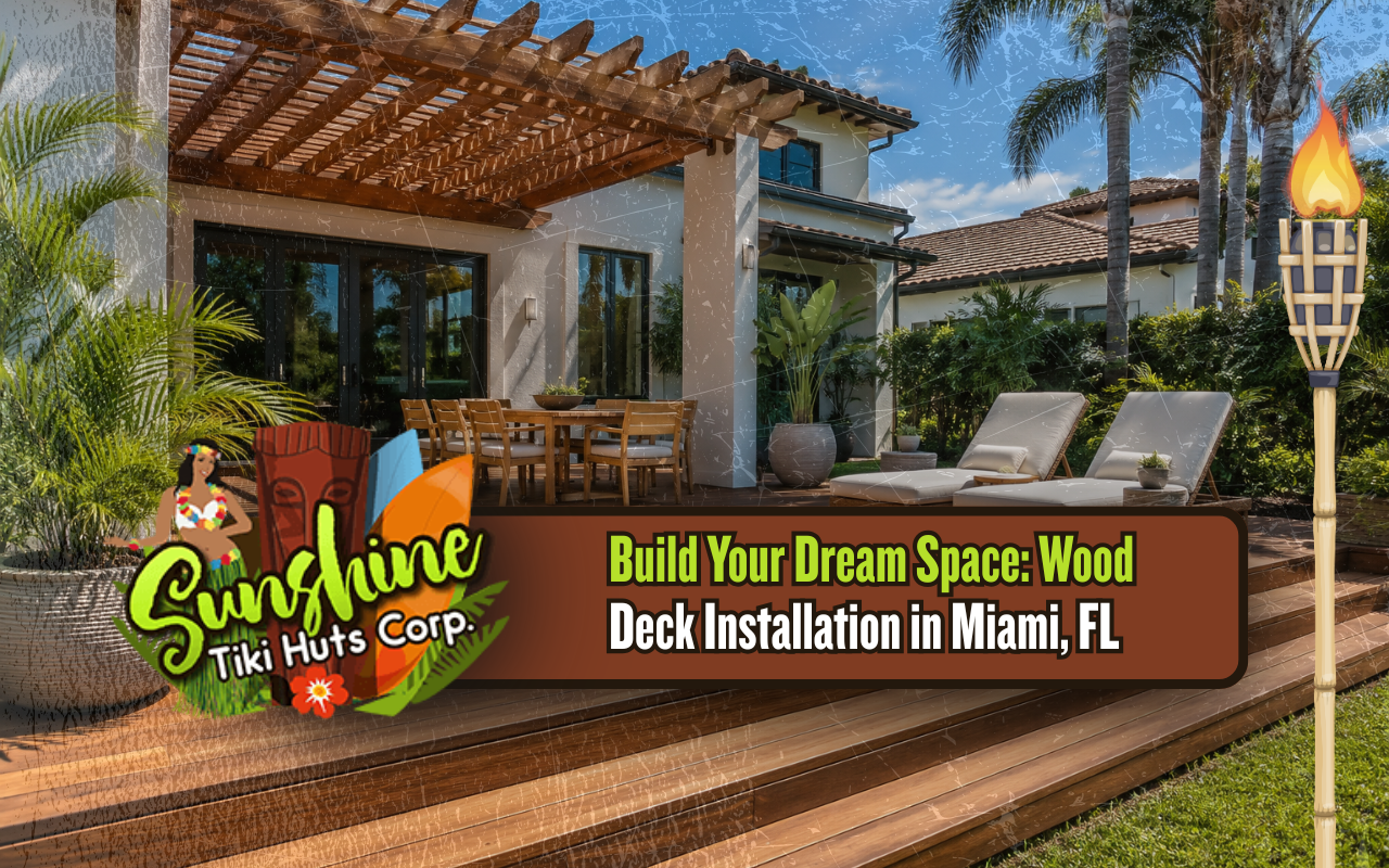 Professional wood deck installation in Miami, FL for an outdoor living area